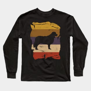 Border Collie Distressed Vintage Retro Silhouette Long Sleeve T-Shirt